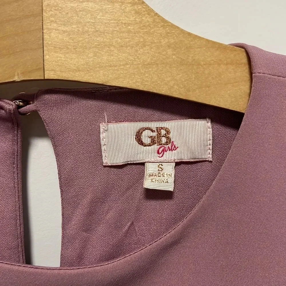 Gianni Bini Girls blush pink dress long sleeves flutter bottom size Small